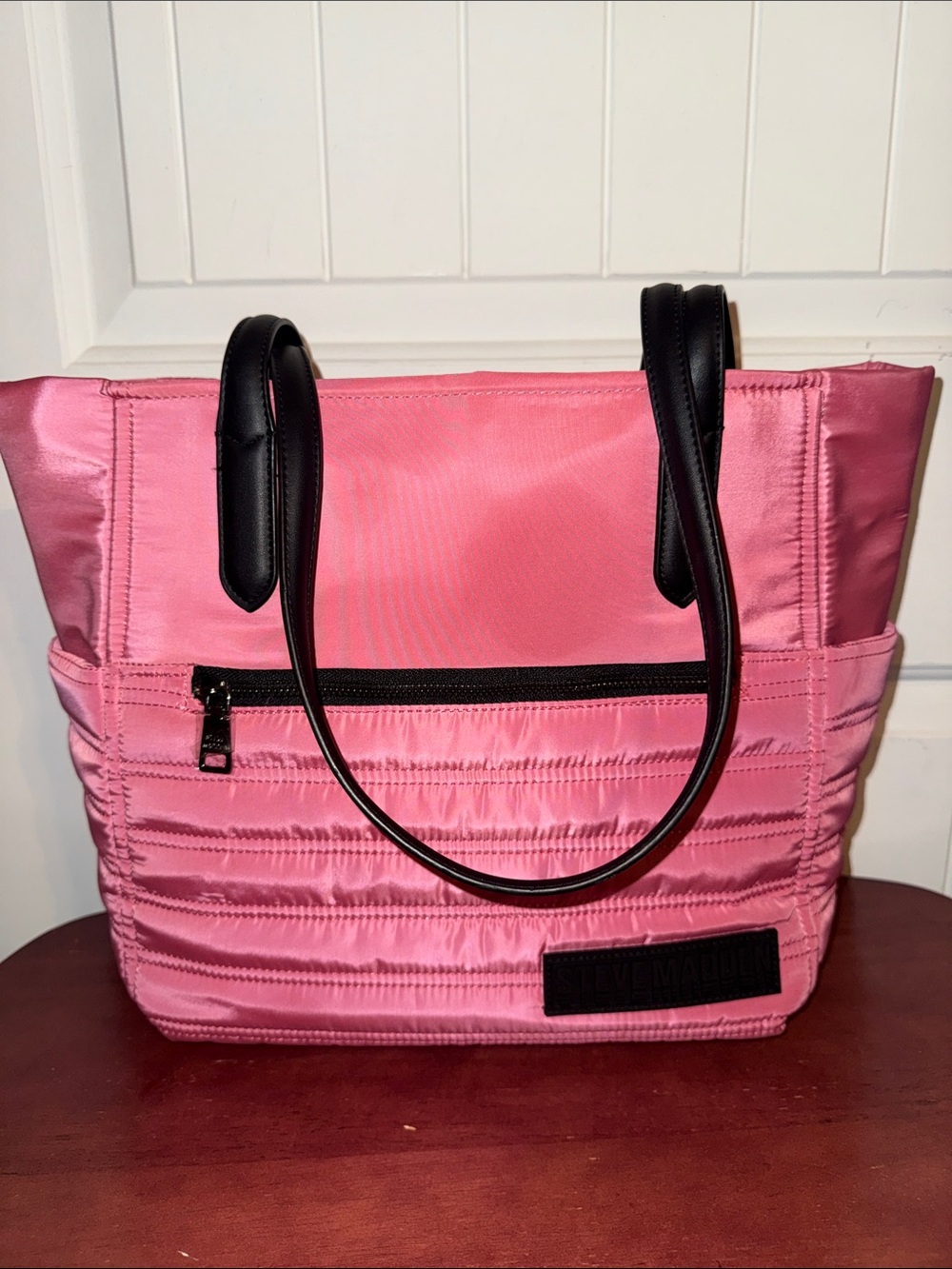 Steve Madden Pink Tote with Black Handles